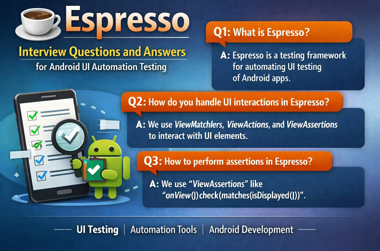 Espresso Interview Questions and Answers for Android UI Automation Testing