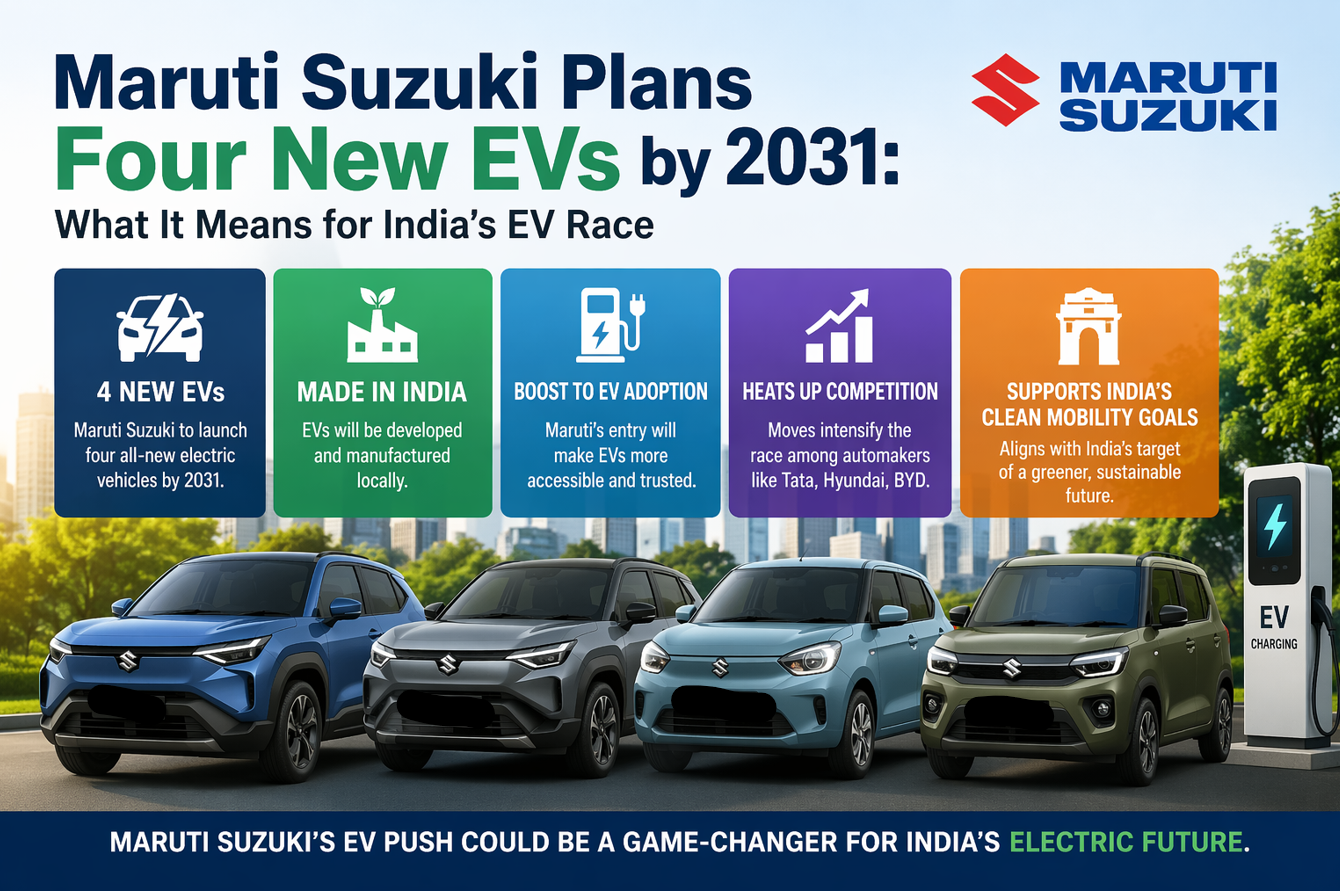 Maruti Suzuki Plans Four New EVs by 203-What It Means for India’s EV Race