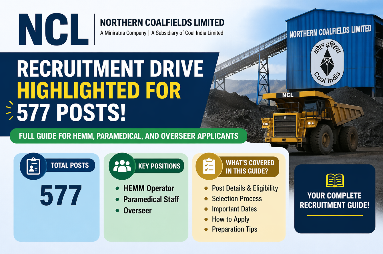 NCL Recruitment Drive Highlighted for 577 Posts-Full Guide for HEMM, Paramedical, and Overseer Applicants