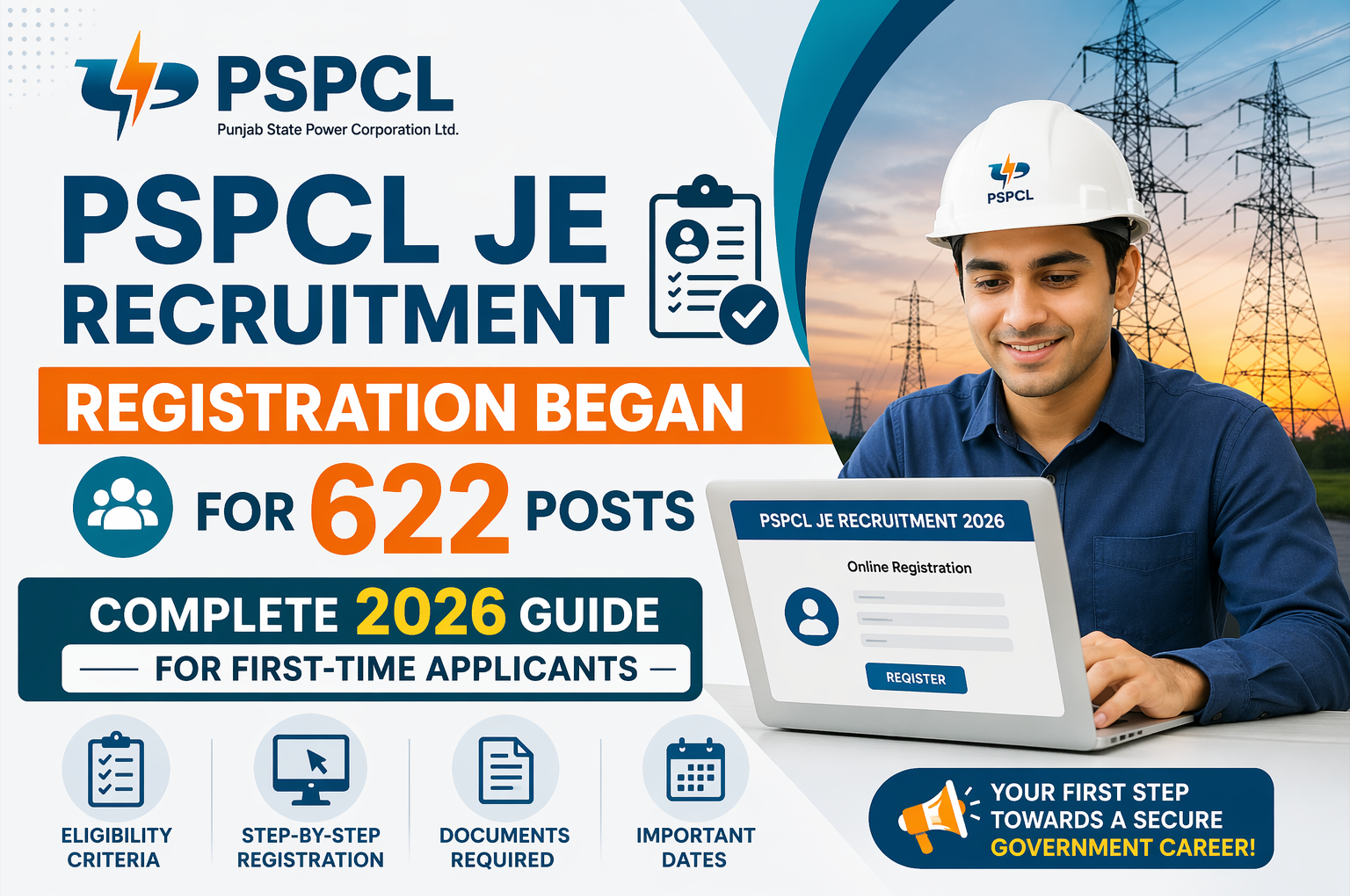 PSPCL JE Recruitment Registration Began for 622 Posts: Complete 2026 Guide for First-Time Applicants