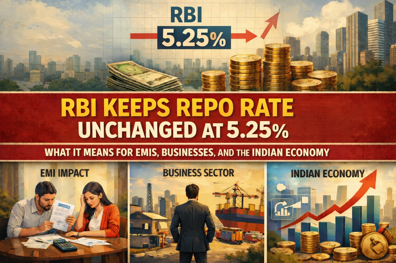 RBI Keeps Repo Rate Unchanged at 5.25%: What It Means for EMIs, Businesses, and the Indian Economy