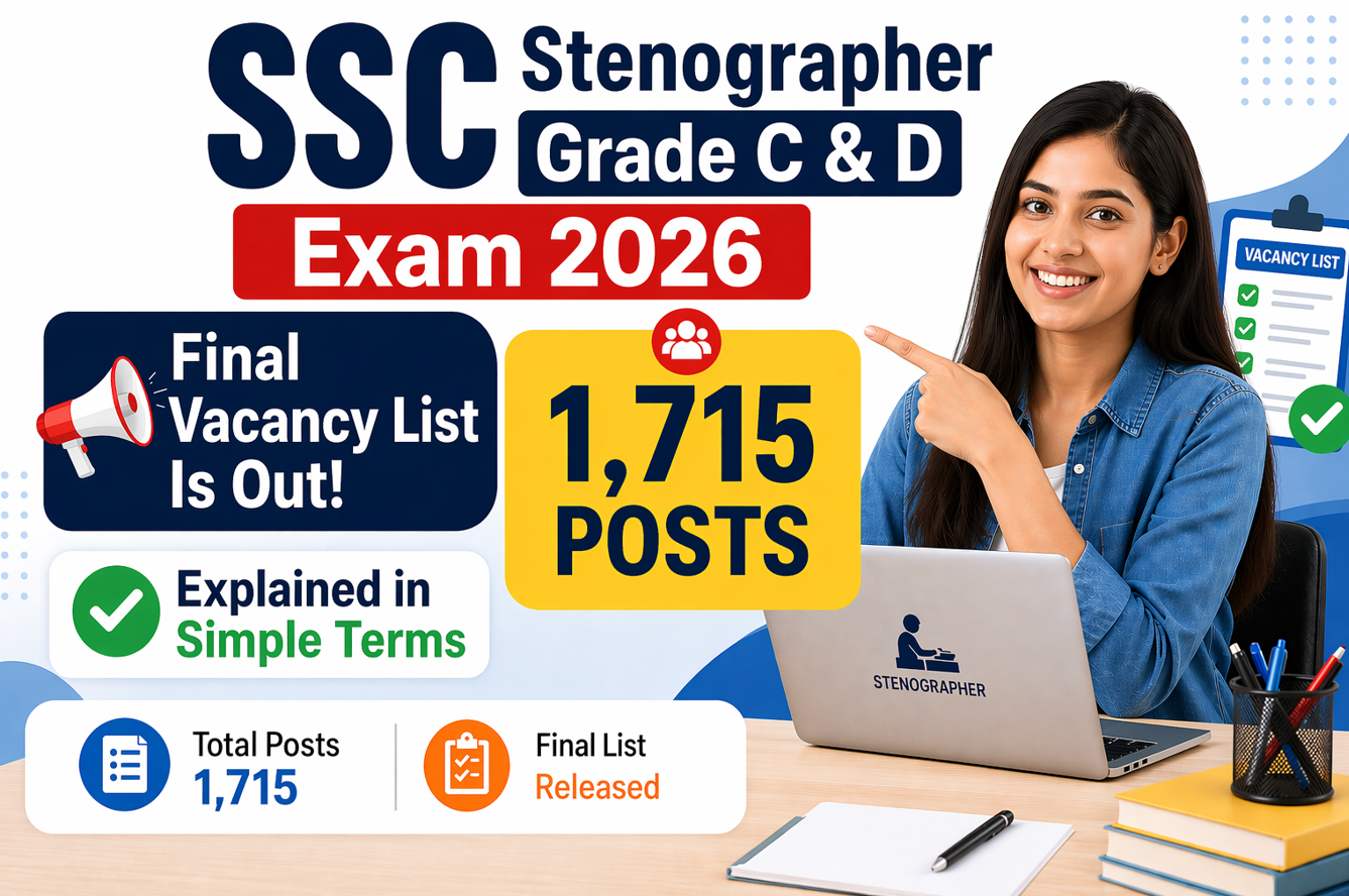 SSC Stenographer Grade C & D Exam 2026 Final Vacancy List Is Out: 1,715 Posts Explained in Simple Terms