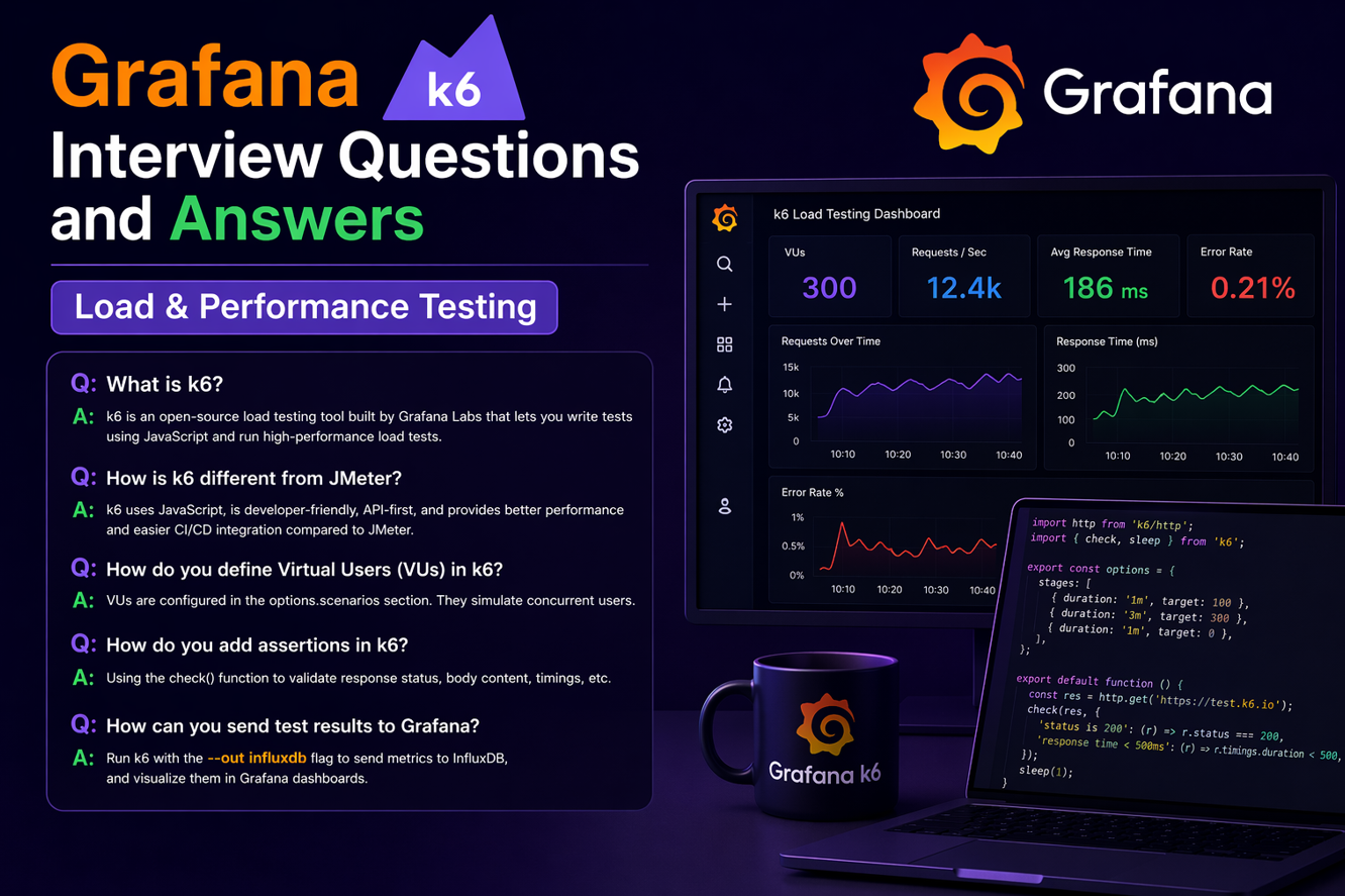 Top 25 Grafana k6 Interview Questions and Answers for Load & Performance Testing