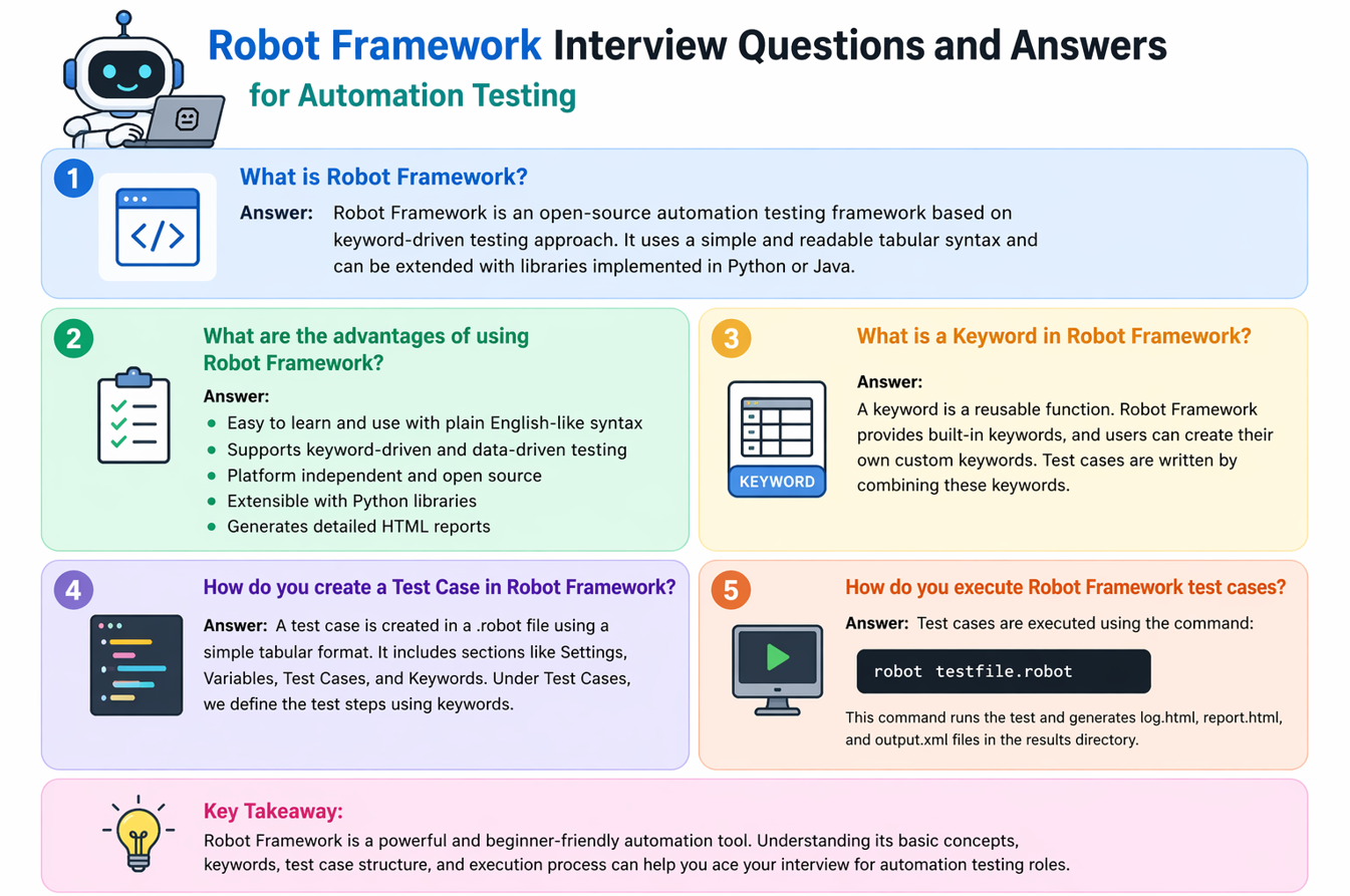 Top 25 Robot Framework Interview Questions and Answers for Automation Testing