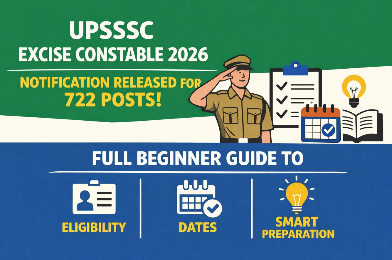UPSSSC Excise Constable 2026 Notification Released for 722 Posts - Full Beginner Guide to Eligibility, Dates, and Smart Preparation