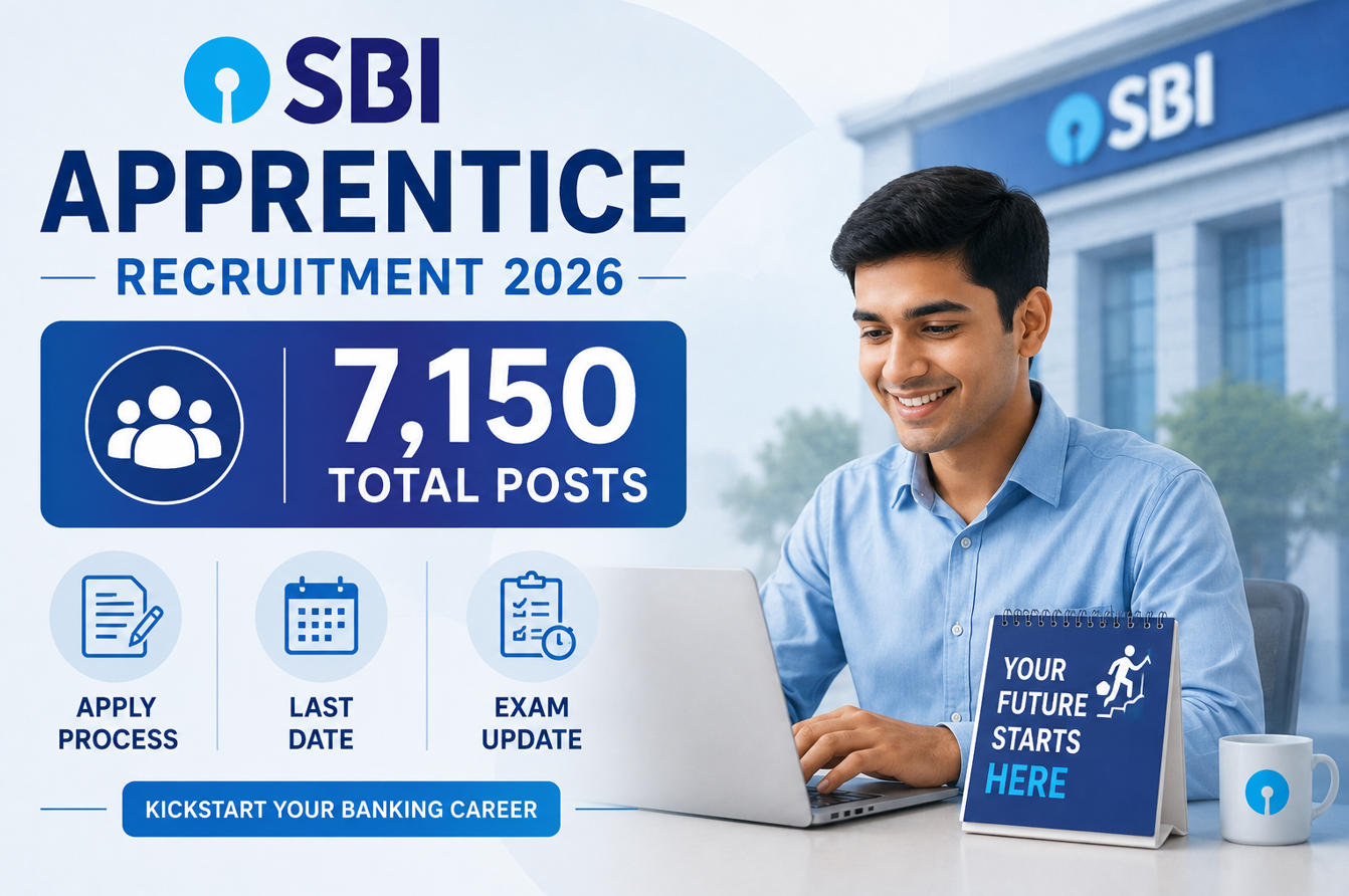 SBI Apprentice Recruitment 2026-Total 7,150 Posts Announced, Explore Apply Process, Last Date, and Exam Update