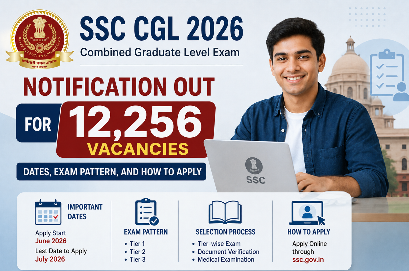 SSC CGL 2026 Notification Out for 12,256 Vacancies-Dates, Exam Pattern, and How to Apply