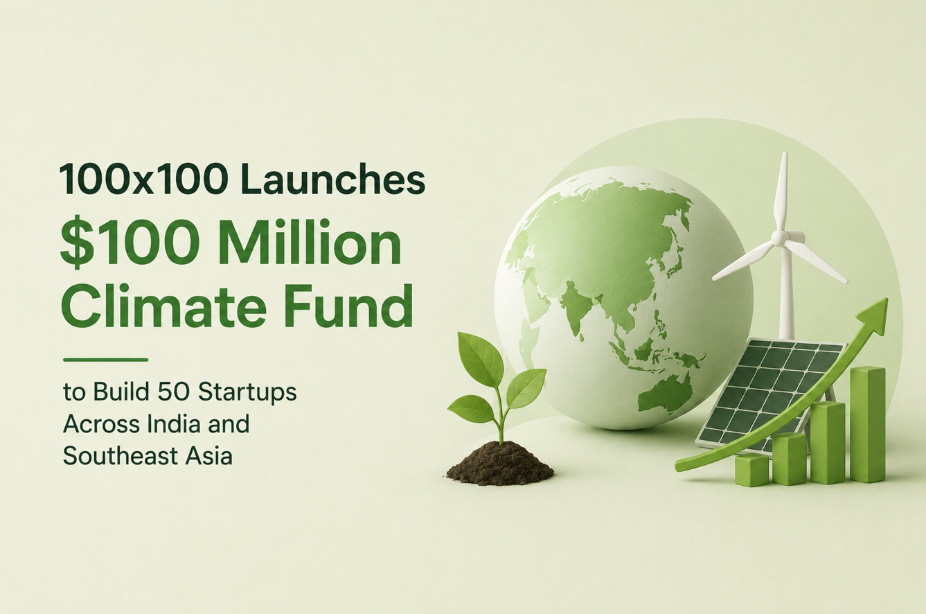 100x100 Launches $100 Million Climate Fund to Build 50 Startups Across India and Southeast Asia