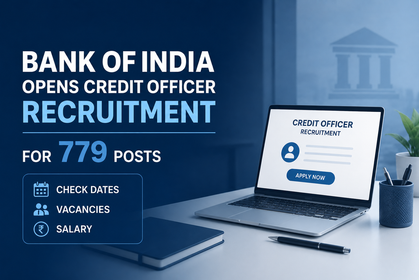 Bank of India Opens Credit Officer Recruitment for 779 Posts, Check Dates, Vacancies and Salary