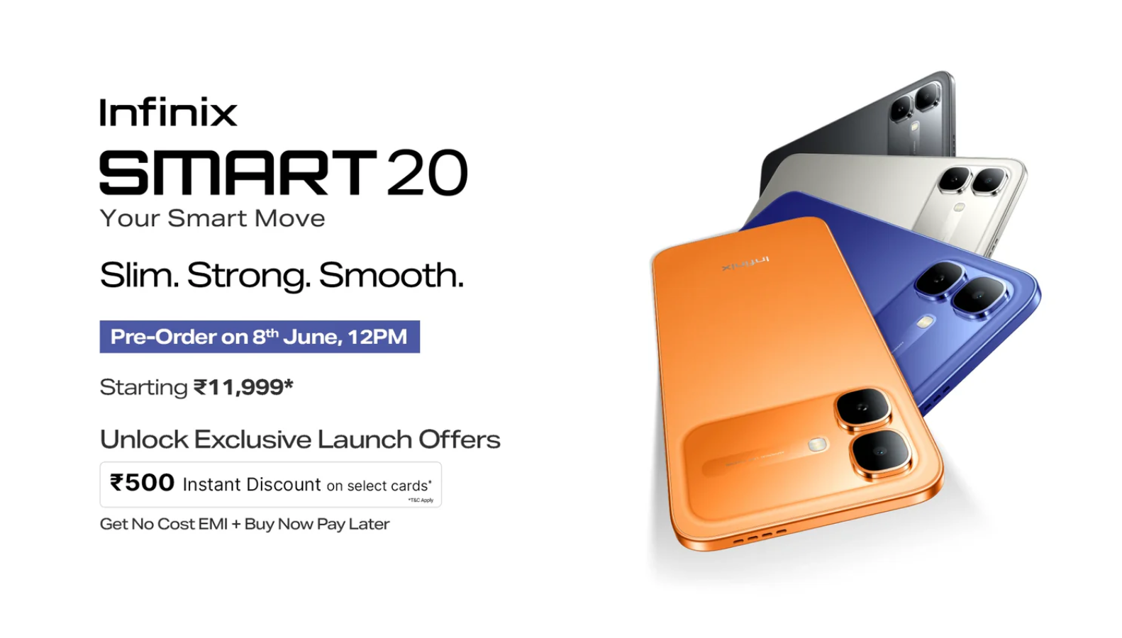 Infinix Smart 20 Launching June 8 - Big Display, Slim Design and Budget Price Expectations