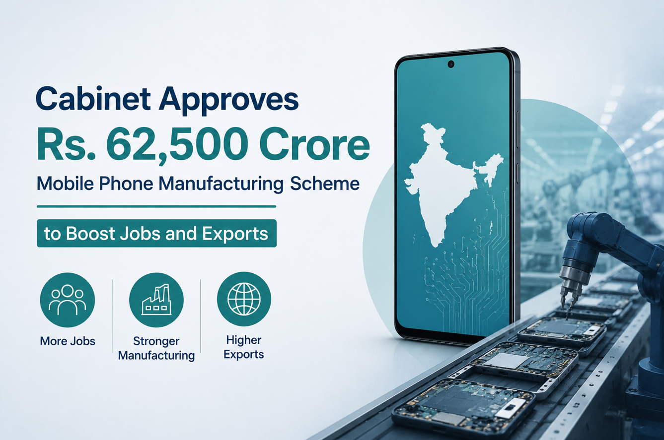 Cabinet Approves Rs. 62,500 Crore Mobile Phone Manufacturing Scheme to Boost Jobs and Exports