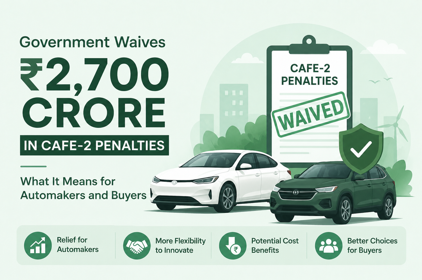 Government Waives Rs. 2,700 Crore in CAFE-2 Penalties – What It Means for Automakers and Buyers