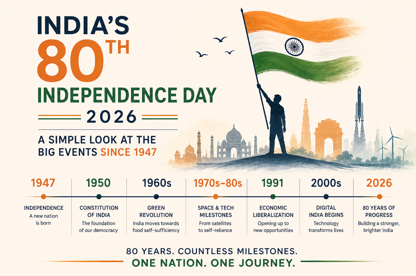 India’s 80th Independence Day 2026 - A Simple Look At The Big Events Since 1947