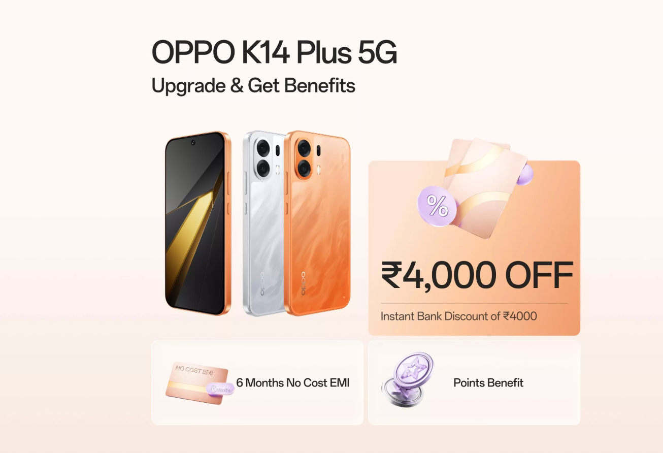Oppo K14 Plus 5G Launched in India with 8,000mAh Battery and 144Hz AMOLED Display - Bank offers