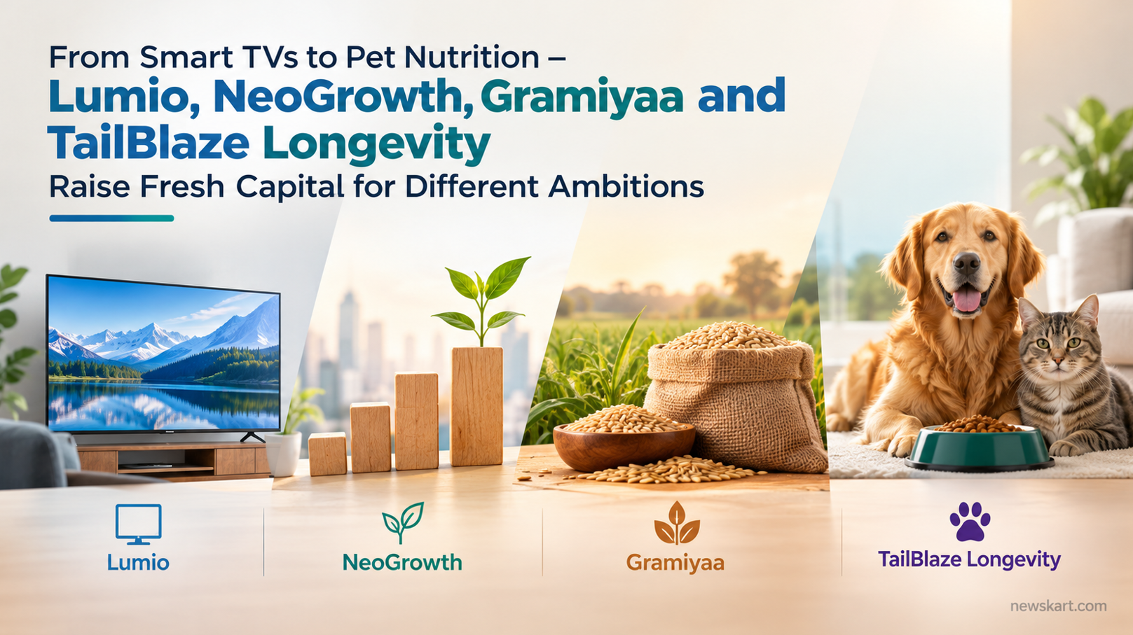From Smart TVs to Pet Nutrition - Lumio, NeoGrowth, Gramiyaa and TailBlaze Longevity Raise Fresh Capital for Different Ambitions